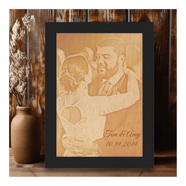 Personalized Photo Memories Etched In Wood - Custom Framed Gift