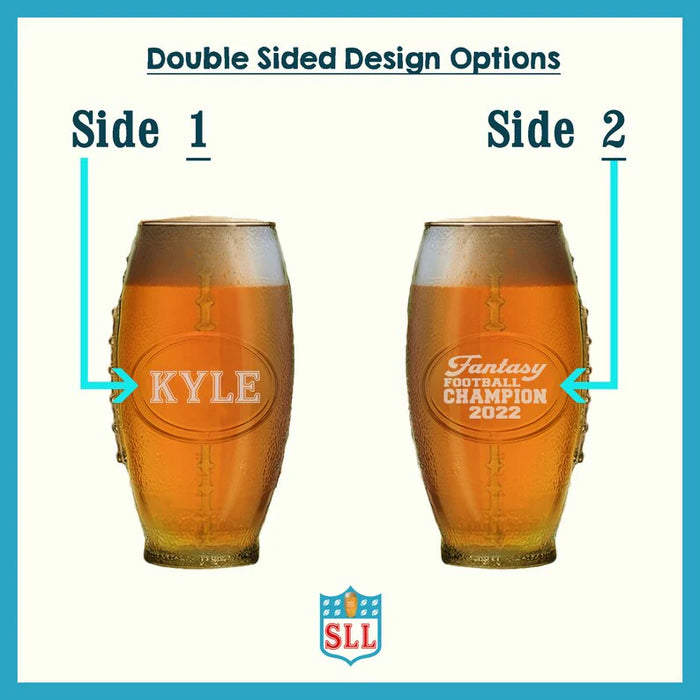 fantasy football helmet beer Football-Shaped Glass Beer Mug – SLL Engraving