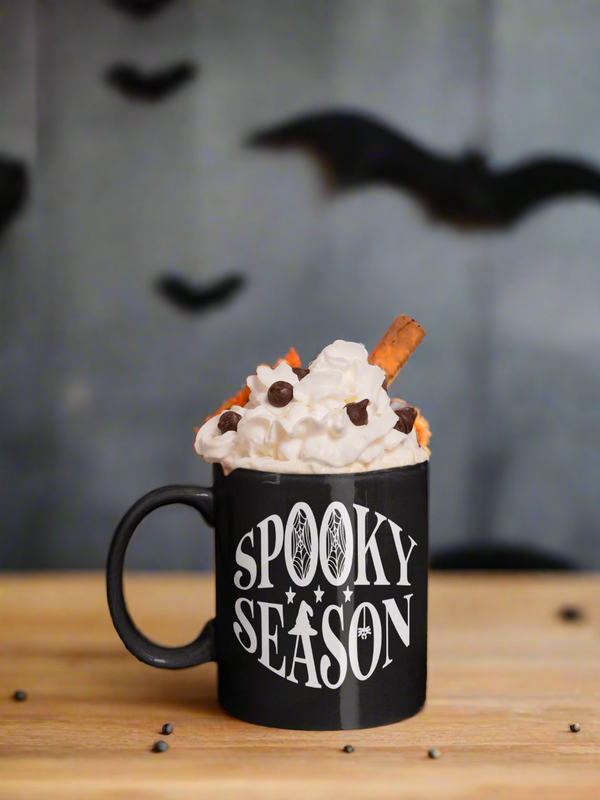 Halloween Black Ceramic Mug – 11oz Laser Engraved Seasonal Coffee Cup Gift