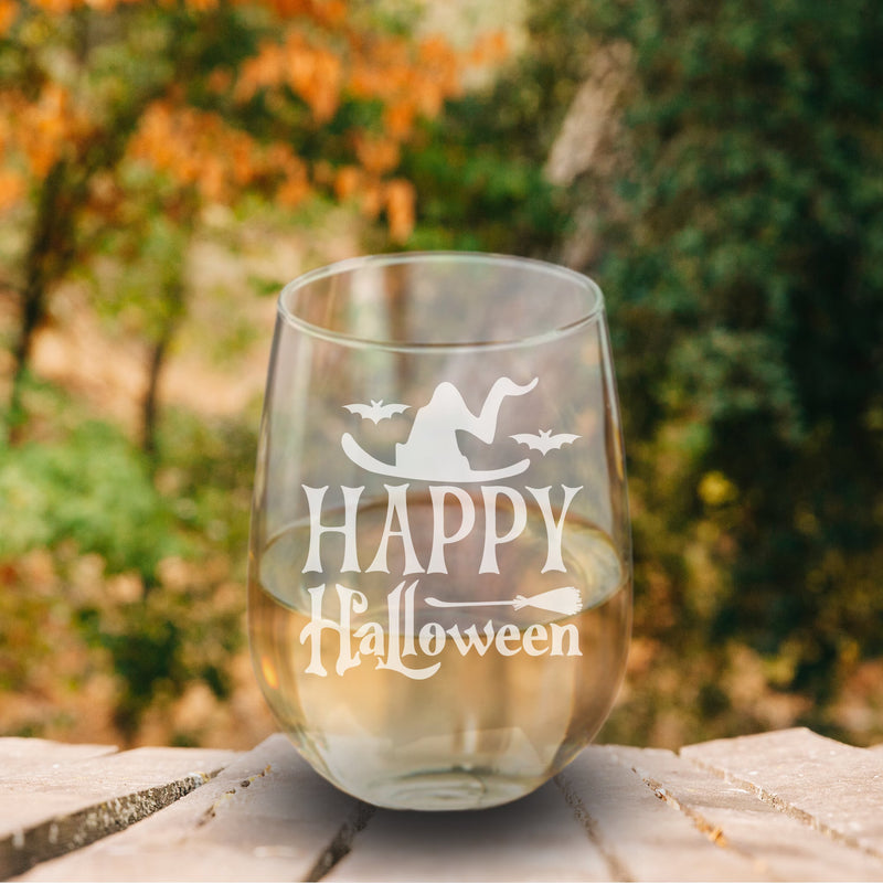 Happy Hallowine Glass