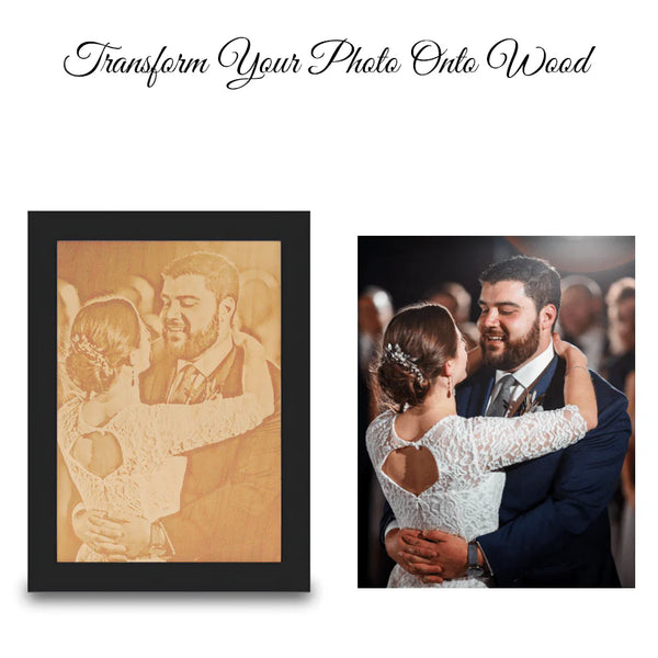 Personalized Photo Memories Etched In Wood - Custom Framed Gift