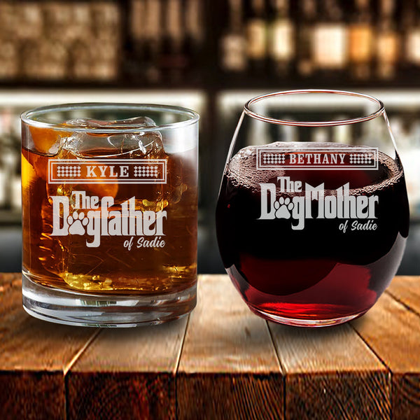 The DogFather/DogMother Beer Can Glass