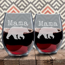 Mama Bear Stemless Wine Glass