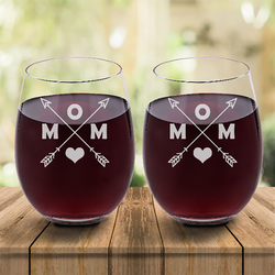 Mom's Heart & Arrows Glass